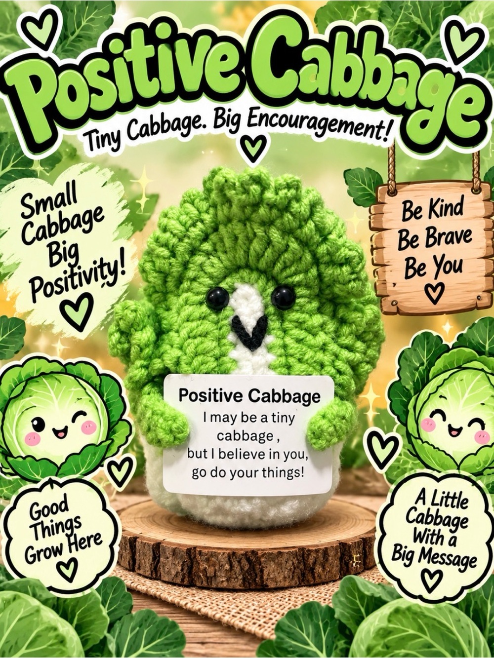 Crocheted Positive Cabbage